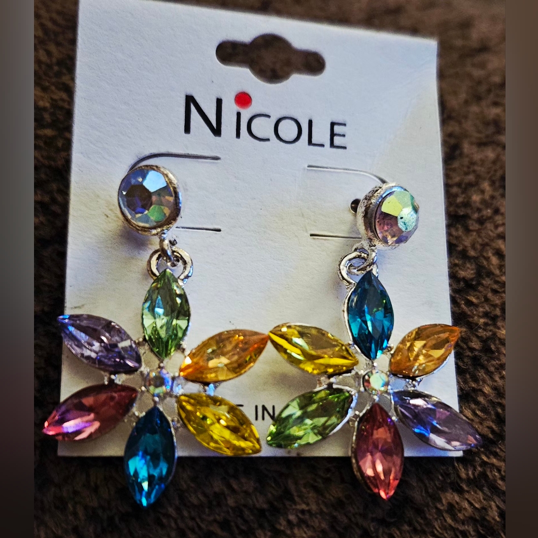 Gemstone Flower Earrings